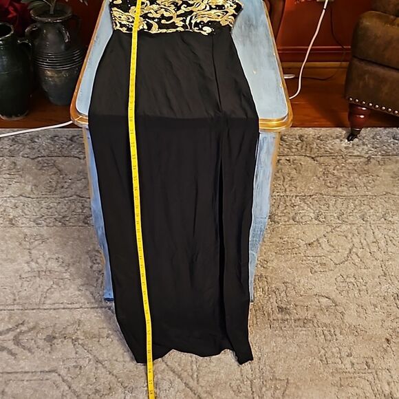 NWT Boohoo Black & Gold maxi dress size 4 - Picture 14 of 15